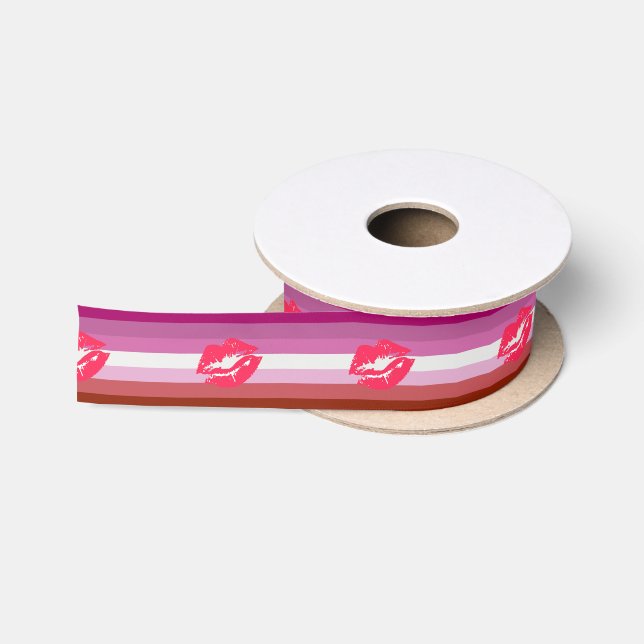 Lipstick Lesbian Pride Flag Satin Ribbon (Spool)