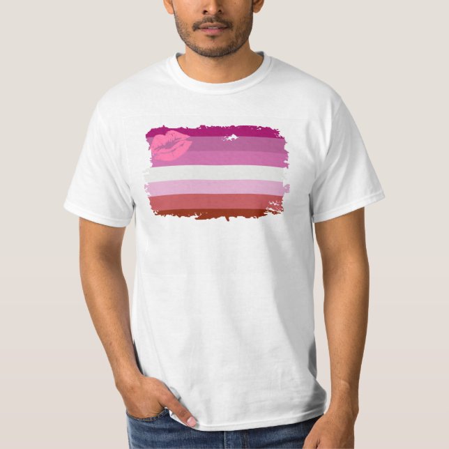 Lipstick Lesbian Pride Flag T-Shirt (Front)