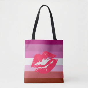 Lipstick Lesbian Pride Flag Tote Bag