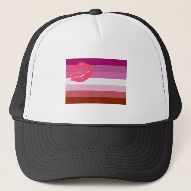 Lipstick Lesbian Pride Flag Trucker Hat (Front)
