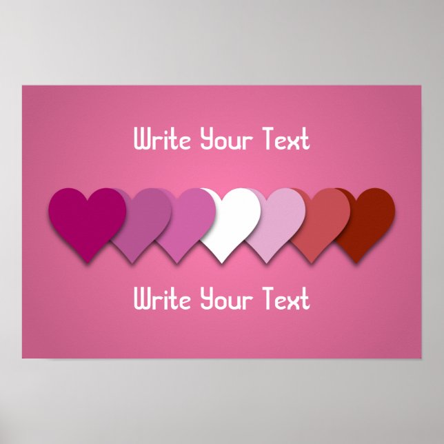 Lipstick lesbian pride hearts with custom text poster (Front)