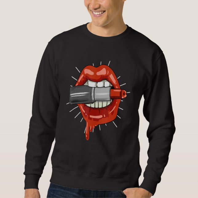 Lipstick Lips Lipstick Makeup Artist Sweatshirt (Front)
