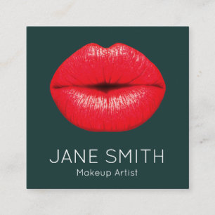 Lipstick lips makeup artist modern stylish square business card