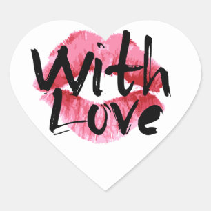 Lipstick Love And Kisses Pink Red Lips Heart Sticker