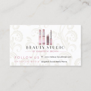 Lipstick Makeup rose gold beauty salon elegant Business Card