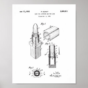 Lipstick Patent Drawing, Women's Bedroom Decor