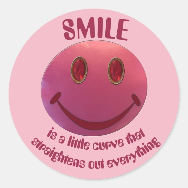 Lipstick Pink Face Classic Round Sticker (Front)