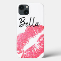 Lipstick print pink lip stain black white cute 
