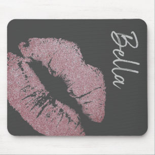 Lipstick print purple pink lip stain grey cute  mouse pad
