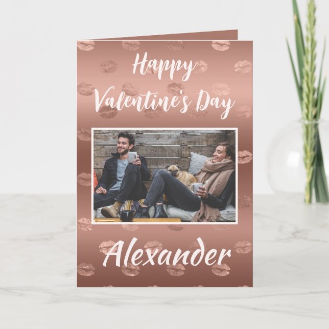 Lipstick Print Valentine's Day for Him Photo Card (Front)