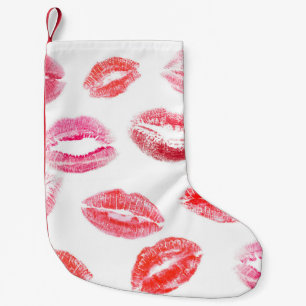 Lipstick prints: diverse women's lips. small christmas stocking