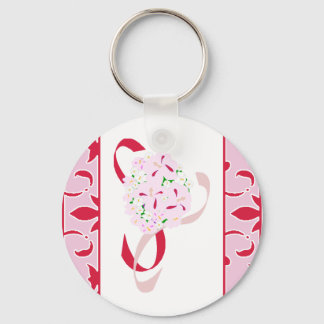 Lipstick Red, Pale Pink, Damask Favour Keychain