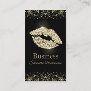 Lipstick sepia Glitter lips gold makeup salon Business Card