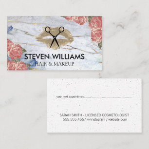 Lipstick Stain   Scissors   Flowers Marble Appointment Card