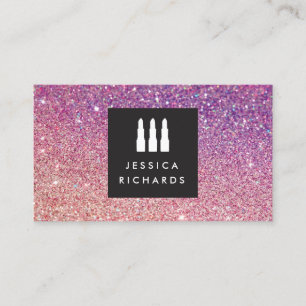 Lipstick Trio Logo Makeup Artist Glitter Ombre I Business Card