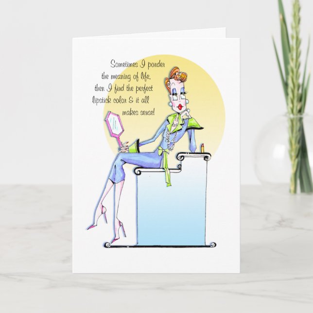 #lipstickhumor, Lipstickcard, funny women card (Front)