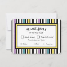 Liqourice Candy stripe - RSVP wedding card