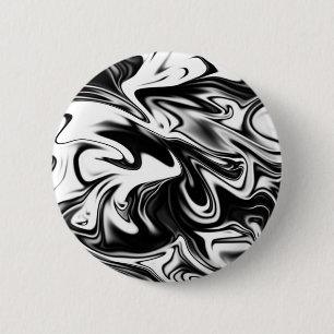 Liquefied Black White Marble, 6 Cm Round Badge
