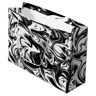 Liquefied Black White Marble, Large Gift Bag