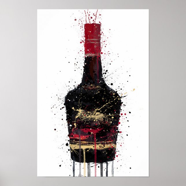 Liqueur Bottle Wall Art Print 'Burnt Umber' (Front)