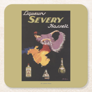 Liqueurs Severy Hasselt Promotional Poster Square Paper Coaster