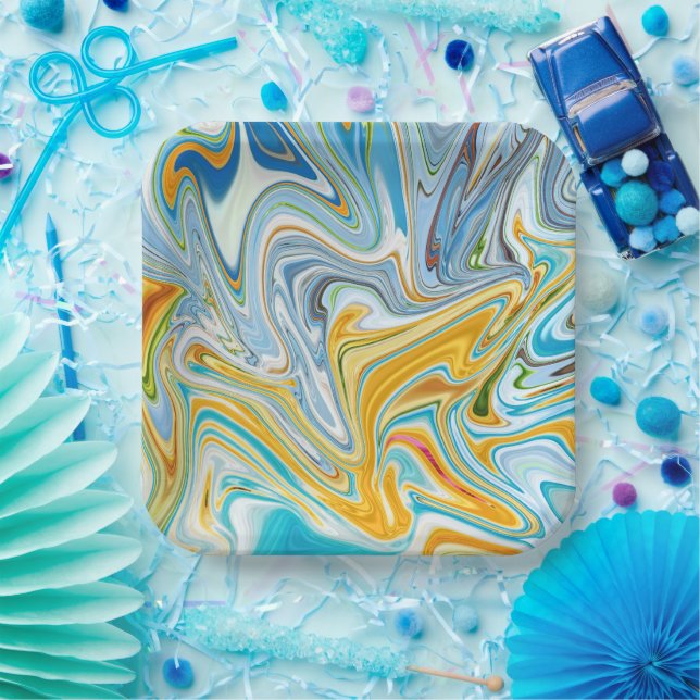 Liqufied Texture  Paper Plate (Party)