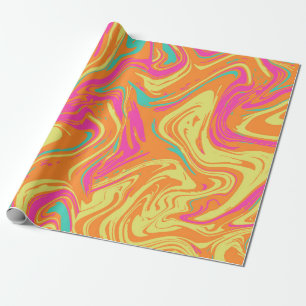 Liquid Abstract Orange pattern Wrapping Paper