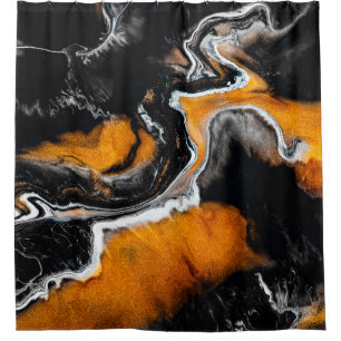 Liquid acrylic picture with artistic mixed paints shower curtain