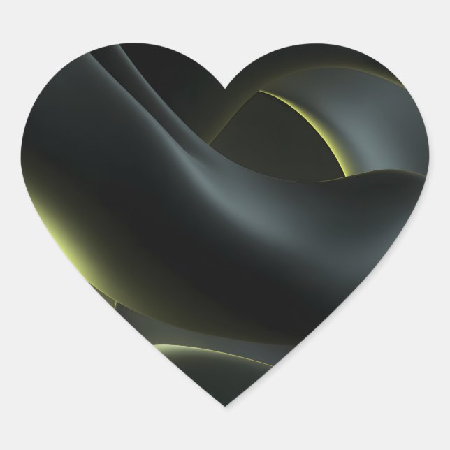 Liquid Chrome Abstract: Dark Iridescence Heart Sticker (Front)