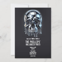 Liquid Chrome Silver Drip Skull Halloween Party