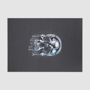Liquid Chrome Silver Drip Skull Halloween Party Tissue Paper
