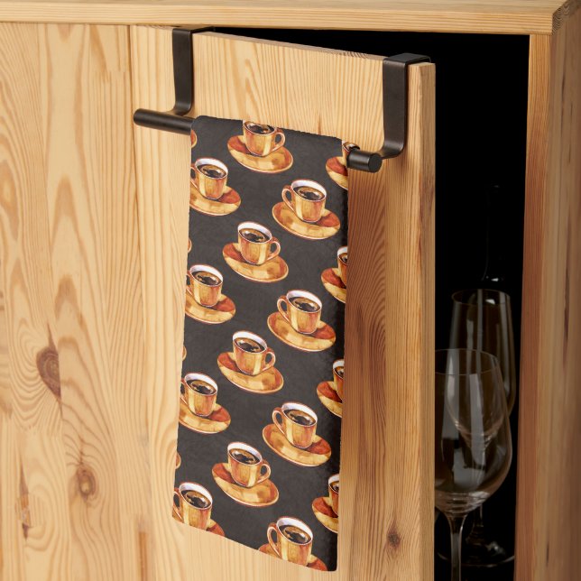 Liquid coffee tiled pattern  tea towel (Thirds Fold)
