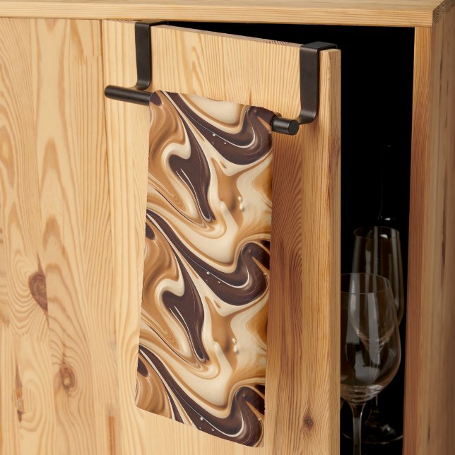 Liquid coffee tiled pattern  tea towel (Thirds Fold)