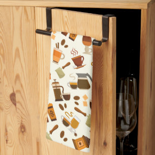 Liquid coffee tiled pattern tea towel