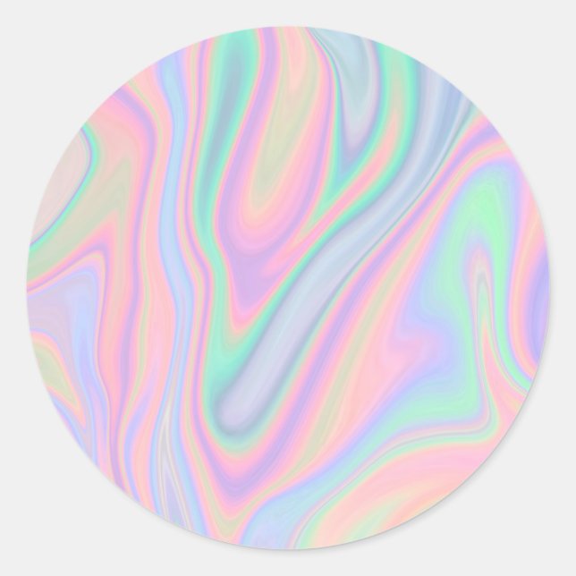 Liquid Colourful Abstract Rainbow Classic Round Sticker (Front)