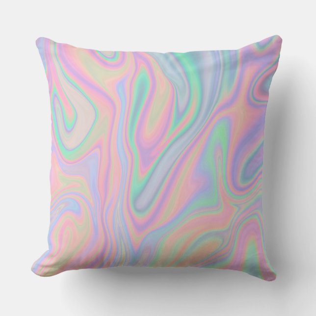Liquid Colourful Abstract Rainbow Cushion (Front)