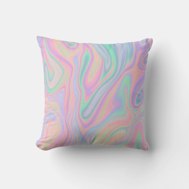 Liquid Colourful Abstract Rainbow Cushion (Front)