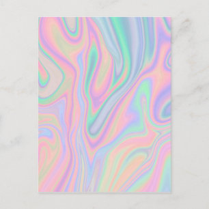 Liquid Colourful Abstract Rainbow Postcard
