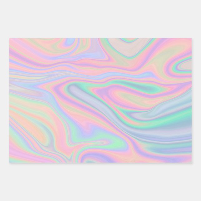 Liquid Colourful Abstract Rainbow  Wrapping Paper Sheet (Front)
