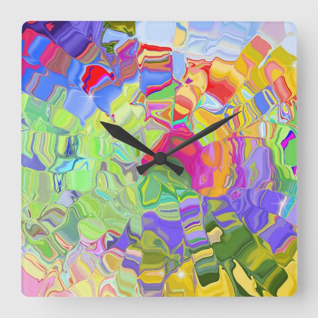 Liquid Colours Square Wall Clock (Front)