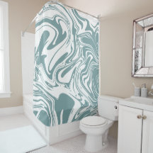 Liquid Contemporary Grey Baby Blue Marble Swirls