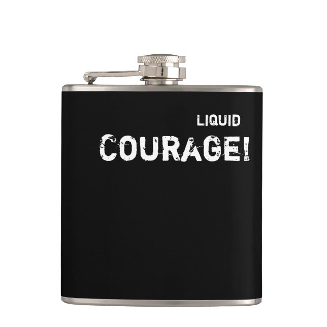Liquid Courage Funny Alcohol Quote Wedding Groom Hip Flask (Front)