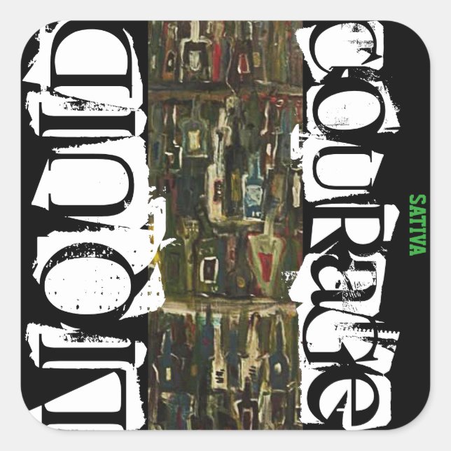 LIQUID COURAGE SATIVA SQUARE STICKER (Front)