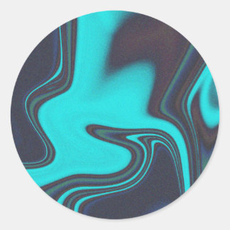 Liquid cyan marble colour gradient rounded sticker