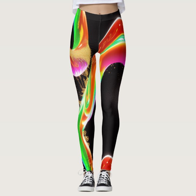 Liquid Dreams: Mesmerizing Abstract liquide Luxury Leggings (Front)