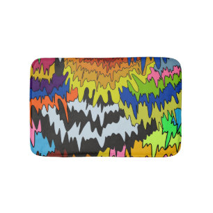Liquid Drip Colourful Groovy Stripe Trippy Pattern Bath Mat