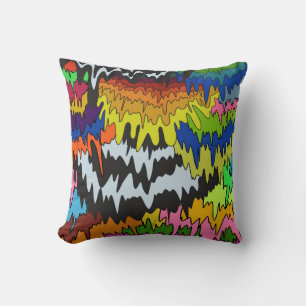 Liquid Drip Colourful Groovy Stripe Trippy Pattern Cushion