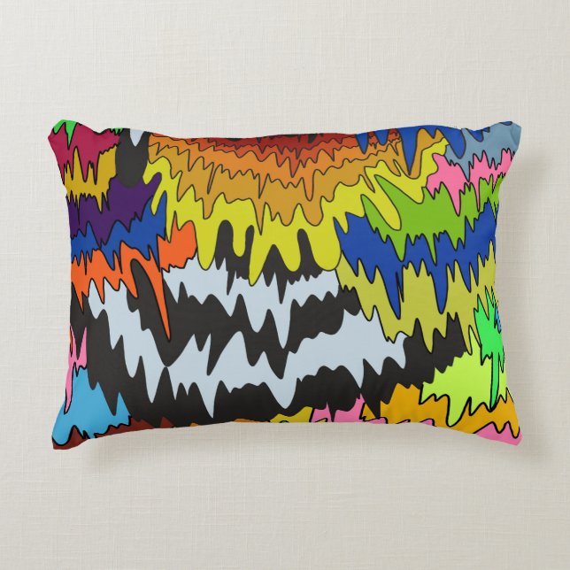 Liquid Drip Colourful Groovy Stripe Trippy Pattern Decorative Cushion (Front)
