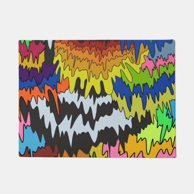 Liquid Drip Colourful Groovy Stripe Trippy Pattern Doormat (Front)
