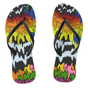 Liquid Drip Colourful Groovy Stripe Trippy Pattern Jandals